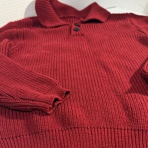 SHEIN Red Ribbed Polo Sweater